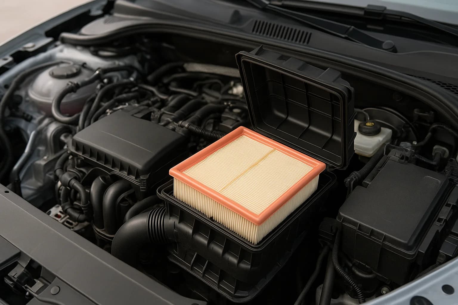 Açık kutusunda motor hava filtresi
